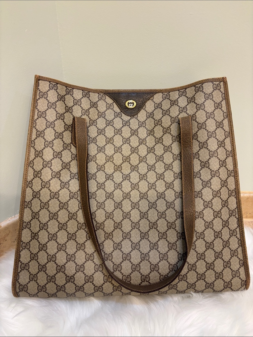 Gucci Beige and Brown GG Supreme Canvas Tote